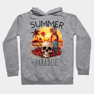 Skull and Empty Bottle - Summer Paradise (Black Lettering) Hoodie